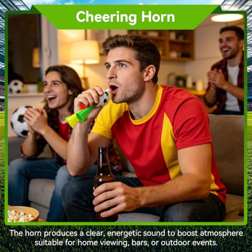 HWQVA Spain Soccer Fan Gear Set with Temporary Tattoos, Wig & Loud Horn – World Cup Celebration