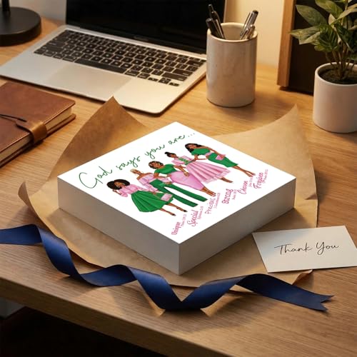 Inspirational Sorority Wooden Decor - 5x5 Pink & Green Gift