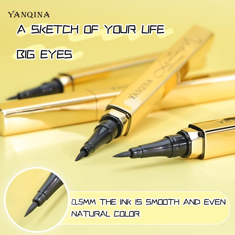 Waterproof Liquid Eyeliner - Smudge-Proof, Long-Lasting Makeup Pencil for Women | Black, Quick-Drying