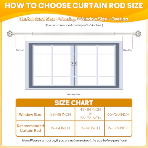 Ycolnaefllr Heavy-Duty Adjustable Curtain Rod 28-48" - White Twisted Cage Design