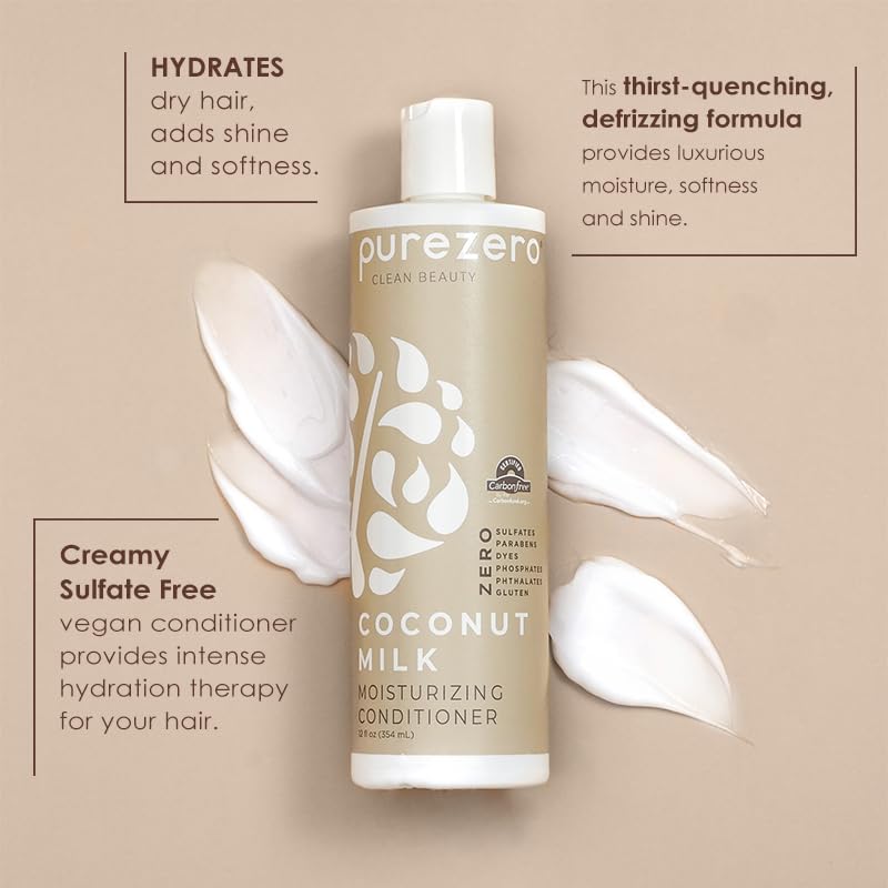 Purezero Coconut Milk Shampoo & Conditioner Set for Hydration & Shine