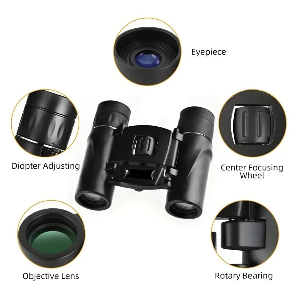 [HD Compact Binoculars] 10x25 HD Compact Binoculars | High Powered, Portable Folding Telescope for Adults, Outdoor Enthusiasts, Hunters, Campers, Travelers | Birdwatching, Hiking, Travel