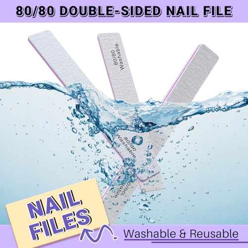TsMADDTs 20-Piece 80/80 Grit Nail File Set Double Sided Emery Boards - White
