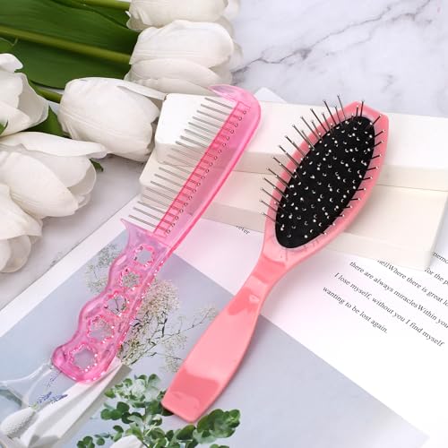 2-Pack Stainless Steel Wig Brushes for Synthetic Hair - Ergonomic Design
