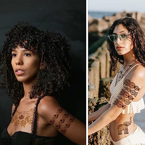 12 Sheets Gold & Silver Metallic Temporary Tattoos - Waterproof & Long Lasting