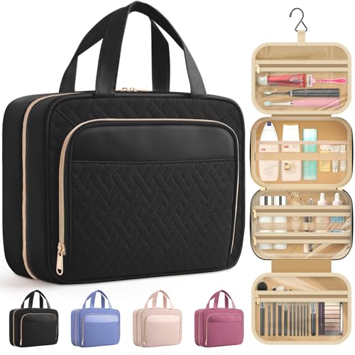 HOTOR Hanging Travel Toiletry Bag - Waterproof Makeup Organizer with Multiple Pockets