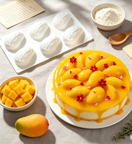 6-Cavity Mango Silicone Mold for Mousse Cakes & Desserts