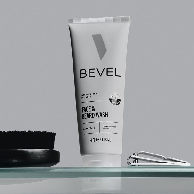 Bevel Face & Beard Wash For Men With Witch Hazel & Aloe Vera Cleansing Mens Face Wash That Hydrates and Brightens Skin and Softens Beard, 4 FL Oz
