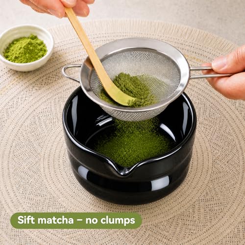 Complete Matcha Whisk Set with Black Ceramic Bowl - 5-Piece Kit