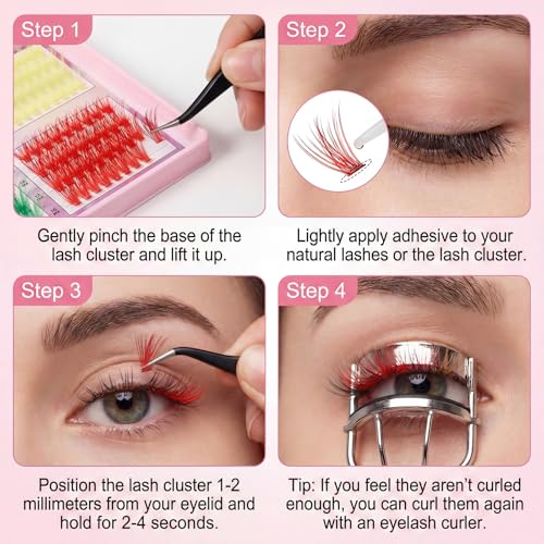 240 Pcs Colored Lash Clusters - 3D Faux Mink Eyelashes