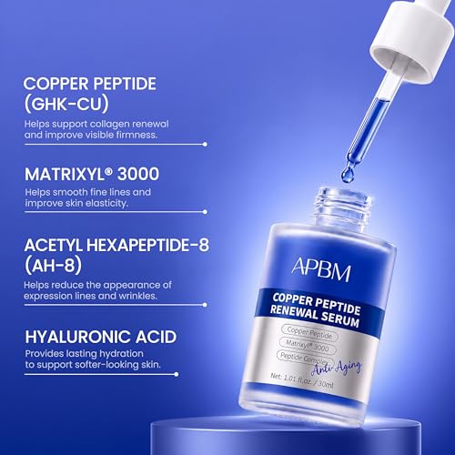 APBM Copper Peptides Serum with GHK-Cu & Hyaluronic Acid - Anti-Aging Facial Care 1.01 Fl Oz