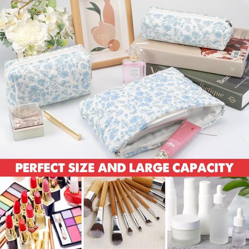 Gocvo 3-Piece Checkered Makeup Bag Set - Travel Organizer