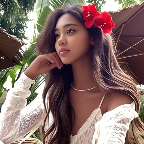 HONGCAUP Tropical Orchid Hair Clips Set - 5 Colors, Bohemian Beach Wedding Accessories