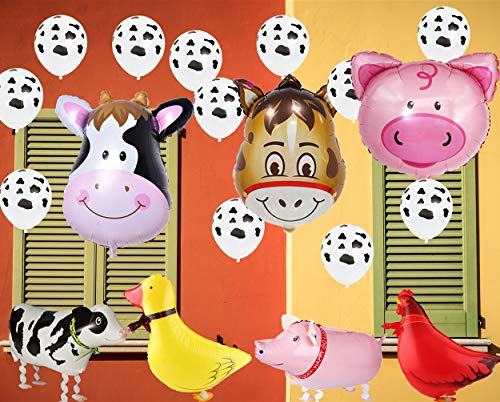 43pcs Farm Animal Balloons Set - Cow, Chicken, Duck, Pig Decorations