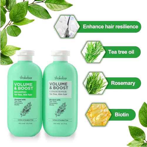 SHAKEBAR Biotin & Tea Tree Oil Shampoo and Conditioner Set (10.1 fl oz)
