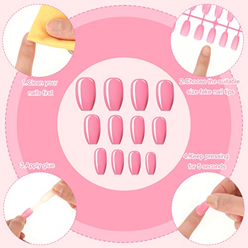 Maitys 720 Pcs Medium False Nails Ballerina Coffin Press On Warm Colors - 30 Sets