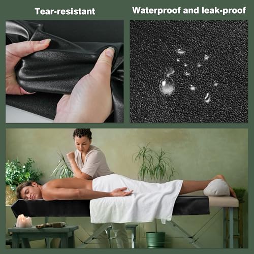 70 x 32 Inch Waterproof PU Leather Massage Table Cover - Black