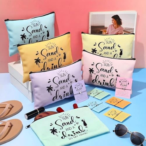18-Piece Girls Trip Gift Set: 6 Makeup Bags, 6 Bracelets & 6 Cards