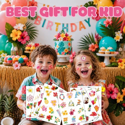 120 PCS Tropical Flower Hawaiian Temporary Tattoos - Normal Variation