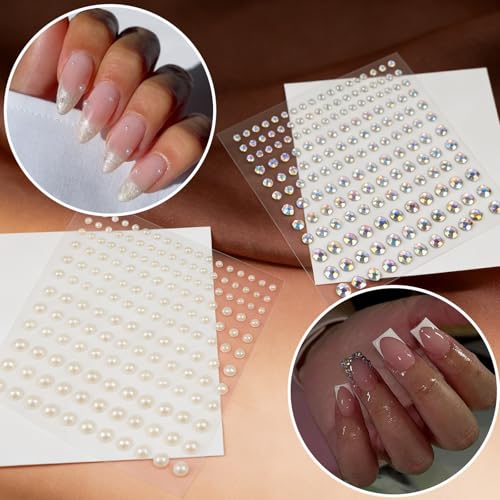 Bow Flower 3D Nail Stickers with Pearls & Rhinestones for Nail Art