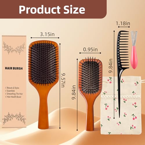 Large Wooden Hair Brush – Detangling Paddle for All Hair Types