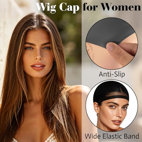 MEEZY 24 Pcs Black Wig Caps - Non-Slip Elastic Hair Nets for Wigs