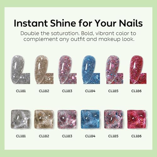 Luxbon LB6031 Glitter Gel Nail Polish Set 6 Pcs UV LED Soak Off Winter Colors