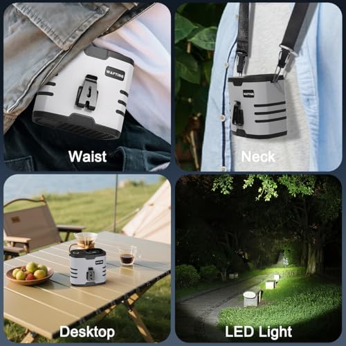 WAFTING Portable Waist Fan with 10,000mAh Battery - 10 Speed Adjustable Air Conditioner for Outdoor Activities