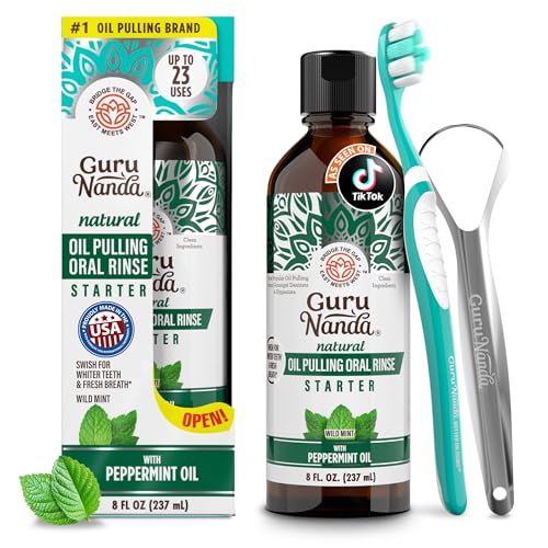 GuruNanda Coconut & Mint Pulling Oil Mouthwash - 8 Oz, Alcohol-Free