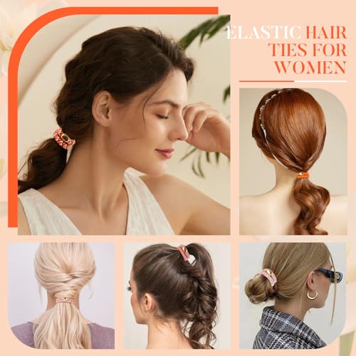 FORENEE Braided Hair Ties for Thick Hair - 10 Pack Persimmon Orange