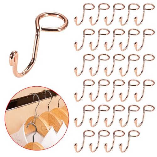 Sumnacon Rose Gold Clothes Hanger Hooks - 30 Pcs Metal Extender for Space Saving