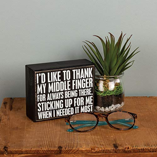 Primitives by Kathy Classic Black & White Box Sign - Middle Finger