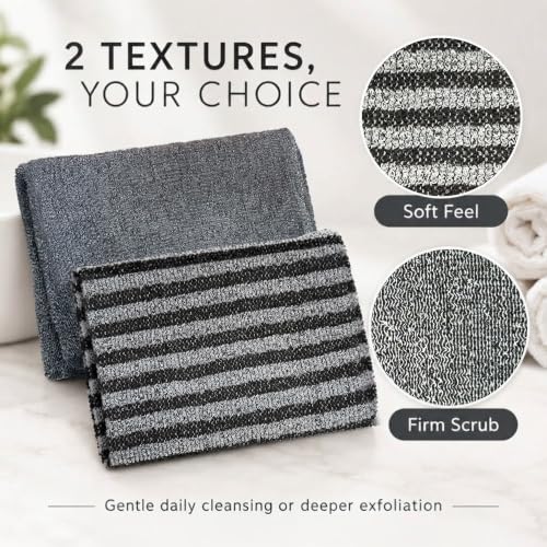 Yiclick Black Exfoliating Washcloth Towel for Shower & Back Scrubbing