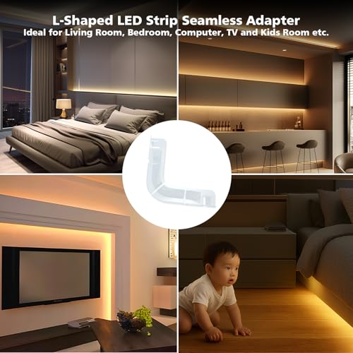 L-Shape LED Strip Light Connectors - Clear White Corner Holders