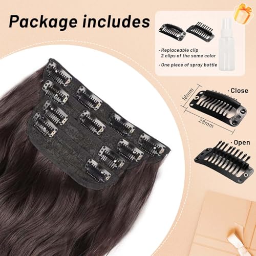 Perience 20-Inch Long Wavy Clip-In Hair Extensions - Dark Brown 4-Piece Set