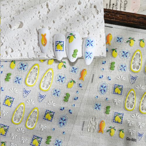 Bohemia Lemon Nail Stickers - Self-Adhesive Summer Nail Art Decals
