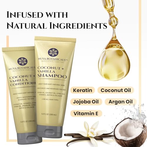 Nuva Botanicals Coconut Shampoo & Conditioner Set - 2 x 6.8 oz Bottles