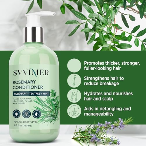 Svvimer Rosemary Conditioner for Damaged Hair - Thickening & Moisturizing, 11.8 fl oz, for Women & Men, Variation: Conditioner