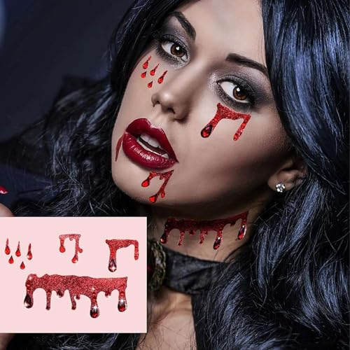 Vampire Blood Face Gems - Halloween Costume Rhinestone Stickers