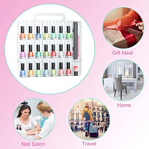 Clear Nail Polish Organizer Case - 48 Bottle Storage with Adjustable Dividers