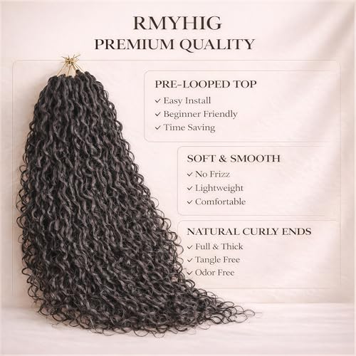 14 Inch Goddess Locs Crochet Hair for Black Women - 8 Packs Boho Faux Locs with Curly Ends