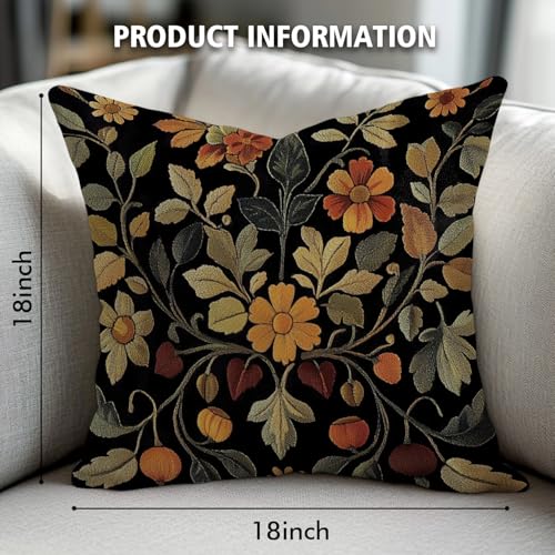William Morris Floral Velvet Throw Pillow Cover 18x18"