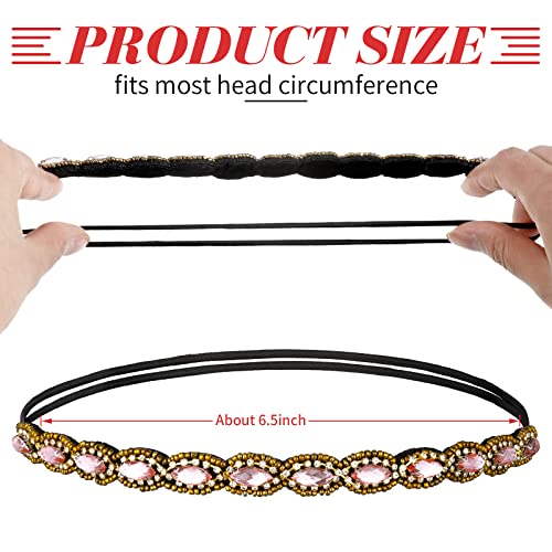 Jutom 6 Pack Rhinestone Beaded Headbands for Women - Stylish Elastic Hairbands