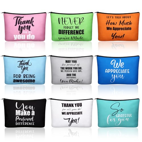 9 Pack Vet Tech Gift Cosmetic Bags - Bulk Makeup Organizer Pouches