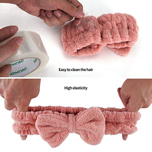 Senkary 4 Pack Bow Spa Headbands - Soft Microfiber Skincare Hair Bands