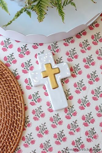 Mud Pie Ceramic Gold Cross Wall Decor - 6" x 4"