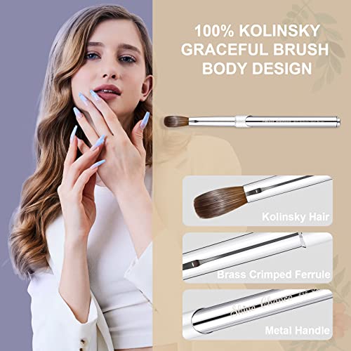 Shine Chance 12 Oval Acrylic Nail Brush with 100% Kolinsky Sable Hair – Silver Handle