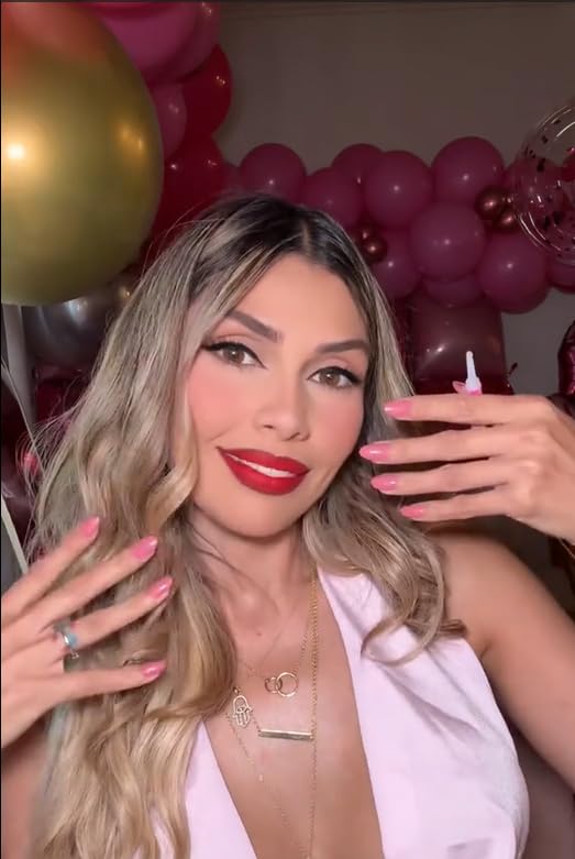 Shoindary Rose Red Medium Almond Press On Nails - Valentine's Solid Color Fake Nails Set for Women