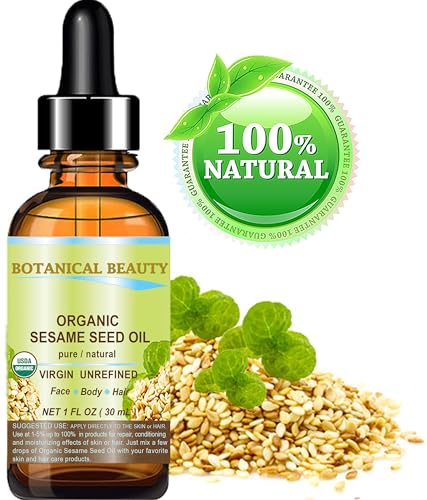 Organic Sesame Seed Oil - 100% Pure Cold Pressed Carrier Oil for Skin & Hair