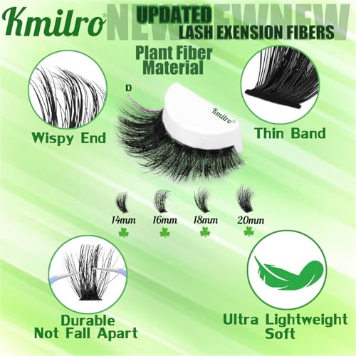 Kmilro Lash Clusters 150D+180D+200D 14-20mm Volume Eyelash Extensions - 480pcs